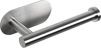 HouseAid Self Adhesive Toilet Paper Holder for Bathroom Stainless Steel Adhesive Toilet Roll Holder No Drilling Stick on Wall Brushed Nickel