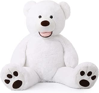 MorisMos Giant Teddy Bear with Big Footprints Big Teddy Bear Plush Stuffed Animals (White, 51 Inches)
