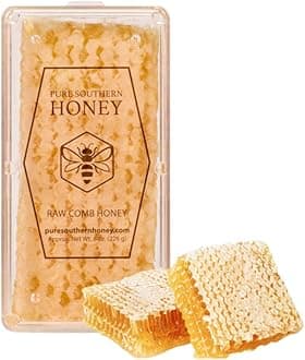 100% Raw Edible Honeycomb by Pure Southern Honey [7 oz] - Authentic, USA - Made - Unheated - Non - GMO, Unsweetened, All-Natural