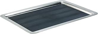 Service Ideas TRRT2014SR Tray with Top and Bottom Built in Non-Slip Rubber Inserts, 19.75" x 13.75" Rectangle, Dishwasher Safe, Stainless Steel