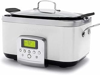 GreenpanElite 8 - in -1 Programmable 6QT Electric Slow Cooker, Dishwasher Safe Lid & Removable Crock, PFAS-Free Healthy Ceramic Nonstick Multi-Cooker, Sear, Sauté/Brown, Steam Basket, Roast, White