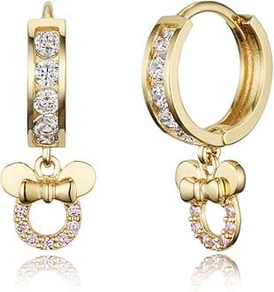 14k Gold Plated Brass Mouse Channel Cz Huggy Baby Girls Hoop Earrings