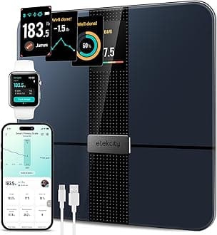 FSA&HSA Eligible Smart Scale for Body Weight Fat, Digital Weighing Machine for Accurate BMI Muscle Mass Composition, Apple Health Compatible Fitness Equipment,TFT,‎Tempered Glass,Black