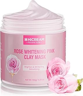 HicreamRose Clay Facial Mask, Clay Mask Reduce the Blackheads, Pink Clay Mask with Kaolin and Collagen, Gentle Skincare for Women and men, Moisturizing 5.29 oz(pink)
