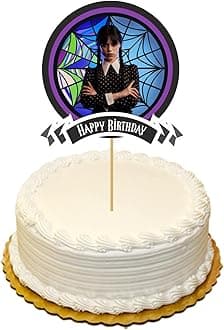 Pretty Ur Party Wednesday theme Cake Topper, Cake Toppers for Kids, Girls, Cake Decoration Supplies, Wednesday theme Cake Accessories, Handmade Topper