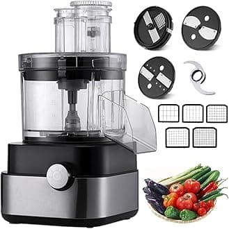 5 in 1 Commercial Vegetable Cutter, Commercial Food Processor, 600W Electric Vegetable and Fruit Dicer, Slicer, Shredder, Ring Cutter, Multi-function Meat Grinder Blender
