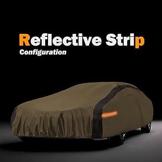 Car Cover Waterproof All Weather Compatible with Jeep Grand Cherokee, Outdoor Anti-UV Sun Rain Protection Full Exterior Cover (Camel with Brown)