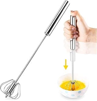 – MARKQ Semi-Automatic Egg Whisk, 14 Inch Stainless Steel Handheld Whisk For Home Blending, Milk frother, Whisking, Egg Beating, Stirring, Hand Push Rotary