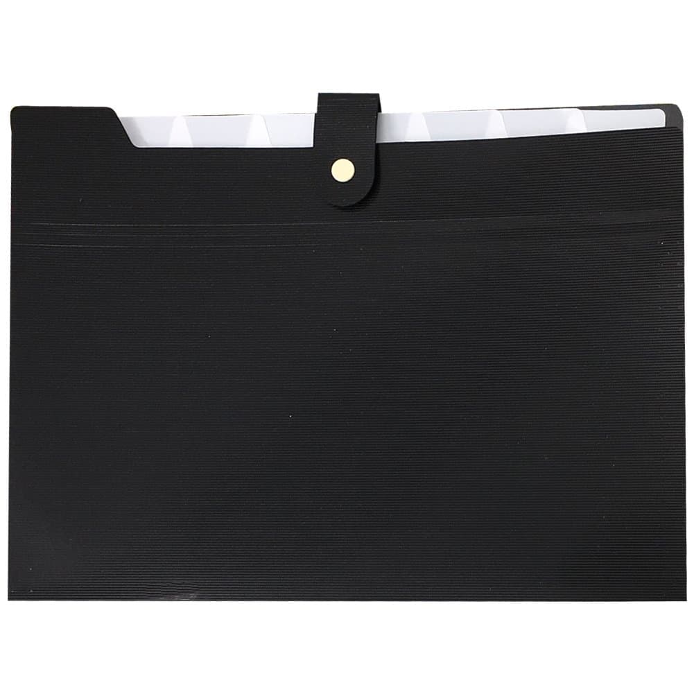 PheoGood 8 Pockets Expanding File Folders with 2 Pack Labels- Fit Letter Size and A4- Black Color- Portable Accordion Organizer for School Work, Office Document and Greeting Cards