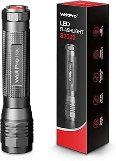 WdtPro High-Powered LED Flashlight S3000, Super Bright Flashlights - High Lumen, IP67 Water Resistant, 3 Modes and Zoomable for Camping, Emergency, Hiking, Gift