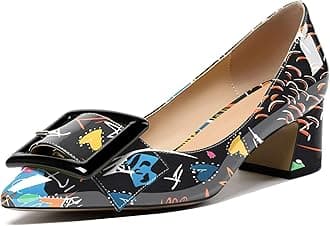 Eldof Pointed Toe Pumps,Classy 2 Inches Block Heel Chic Pumps, Confort Buckle Heel for Office Wedding Dress