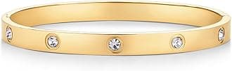 PAVOI 14K Gold Plated Love Bangle Bracelets for Women | Waterproof Stainless Steel Cubic Zirconia Hinged Bracelet Dupe
