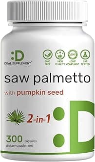Saw Palmetto Supplement with Pumpkin Seed, 300 Capsules | Promotes Prostate Health | DHT Blocker | Hair Growth Vitamins, Maintain Normal Urinary Frequency