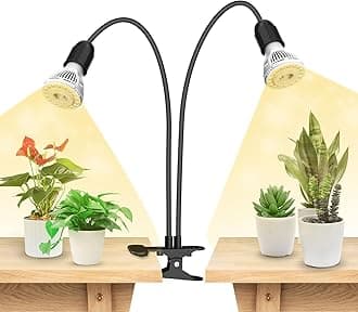 SANSI LED Grow Lights for Indoor Plants, Lifetime Free Bulb Replacement, 300W Full Spectrum Dual Gooseneck Clip Plant Grow Light with Optical Lens for High PPFD Growing Power Lamp,No Timer