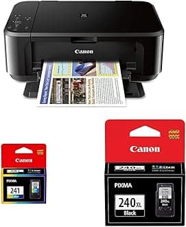 Pixma MG3620 Wireless All-in-One Color Inkjet Printer with Mobile and Tablet Printing, Black CL-241 Color Ink Cartridge PG-240 XL Black Ink Catridge