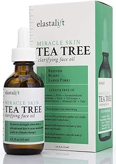 Elastalift Tea Tree Oil Facial Blemish Treatment with Witch Hazel Clarifying Tea Tree Oil for Face, Helps Relieve Redness, Acne, Dents, Dry, Itchy Skin and Large Pores. Non-Irritating Formula 4.5ml