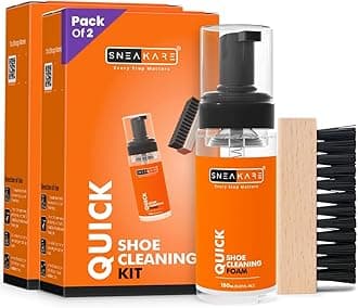 Quick Shoe Cleaning Kit Shoe Cleaner & Medium Bristle Shoe Brush, White Shoe Cleaning Kit, Shoe Cleaner Kit For Sneaker,Sports Shoe Cleaner Foam Spray
