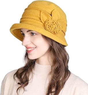 Comhats Winter Cloche Bucket Hat for Women Wool Elegant Dress 1920s Vintage Fedora