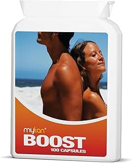 Boost Tan Pills | 100 Capsules | Sun Tan Accelerator | Natural Tanning Supplement | Tyrosine, Copper Multivitamin | 25-Day Extended Holiday Supply