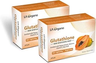 LA Organo Glutathione Papaya Skin Whitening Soap, with Vitamin E & C for Skin Lightening & Brightening Dark Spot and Dead Skin Cell Removal, Fairness Soap For All Skin Type (Pack of 2)