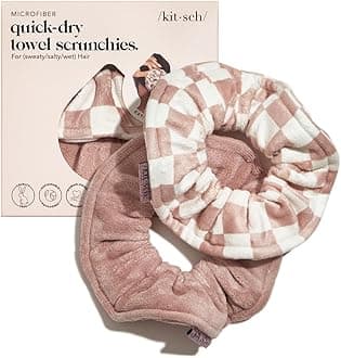 Microfiber Hair Towel Scrunchie - Soft Large Scrunchies for Women - Scrunchies for Thick Hair - Highly Absorbent Towels | Ideal Gifts for Women - 2 pcs (Terracotta, Checkered)