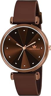 CRESTELLO Silicone Strap Analog Wrist Watch for Women (Black/Blue/Green/Brown) | CR-Ck137