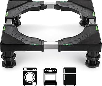 Hacaroa Mini Fridge Stand with 4 Strong Feet, Universal Washer and Dryer Pedestals Adjustable Refrigerator Stand, Multi-functional Washing Machine Base for Appliance, Black
