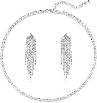 Rhinestone Earrings Dangling for Women Sparkly Silver Dangle Earrings Girls Long Chandelier Earrings Tassel Lightweight Ear Studs Cubic Zirconia Crystal Statement