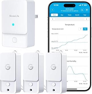 GoveeLife Indoor WiFi Thermometer Hygrometer 3Pack, Smart Humidity Temperature Sensor with IP 65 Waterproof, App Notifications, 2-Year Free Data Storage Export, Temperature Humidity for Home Patio