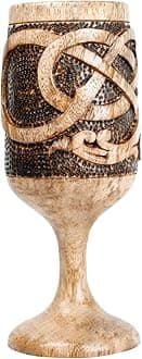 Medival Wooden Wine Chalice Cup Handmade 6oz Premium Light Acacia Wood Vintage Chalice Wine Viking-Style Drinking Vessel mug gift for men & women Brown