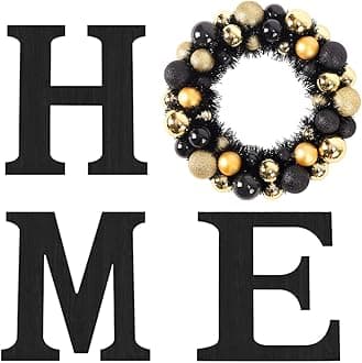 Wooden Home Sign with Artificial Halloween Wreath for O, Hanging Farmhouse Wall House Decor Wood Letters for Wall Art Rustic Home Decor Living Room Kitchen Entryway