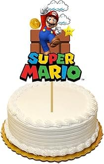 Pretty Ur Party Super Mario theme Cake Topper, Cake Toppers for Kids, Cake Decoration Supplies, Mario Bros Cake Accessories, Handmade Cake Topper