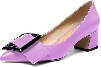 Eldof Pointed Toe Pumps,Classy 2 Inches Block Heel Chic Pumps, Confort Buckle Heel for Office Wedding Dress