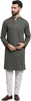 LATEST CHIKAN Men's Cotton Regular Striped Knee Lenght Kurta Full Sleeves
