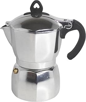 Imusa3 Cup Stovetop Espresso Maker with Heart Shaped Knob, Silver