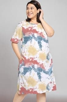 - Wear Your Opinion Women's Plus Size Tie-Dye Printed Midi Knee Length Tshirt Dress