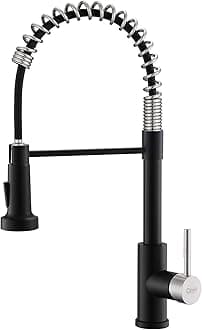 GIMILI Kitchen Faucet with Pull Down Sprayer Single Hole Stainless Steel Sink Faucet, Suitable for Farmhouses, RV, Laundry Room, Outdoor, and Campers. Llave para fregadero de cocina Black and Nickel
