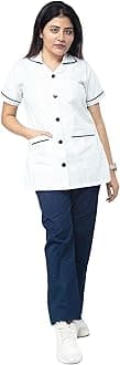 UNIFORM CRAFT Female Nurse Uniform Clothing Set | Hospital Staff, Clinics, Home Health, Nanny Uniforms For Women Made Of Polyester-Cotton (X-Large, White And Navy)