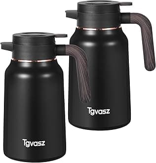 51 Oz Carafes for Hot Liquid, Stainless Steel Insulated Vacuum Thermal Coffee Carafes For Keeping Hot, 1.5 Liter Coffee Dispenser(Black/Black)