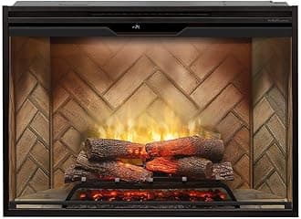 Dimplex Revillusion® 42 Inch Built-in Electric Firebox - Herringbone Brick Background - Includes Realistic Faux Logset, Front Glass Panel, Firebox, and Plug Kit