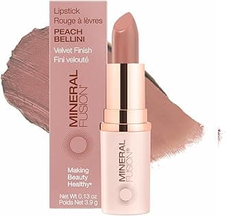Long-Lasting Lipstick, Vivid & Smudge-Free Lip Color with Avocado Oil, Cocoa Seed Butter, Free of FD&C Dyes, Paraben and Gluten, Peach Bellini
