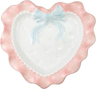 Heart-shaped Ceramic Plate Porcelain Dessert Dish Salad Plates Cute Ceramic Plate (Pink)