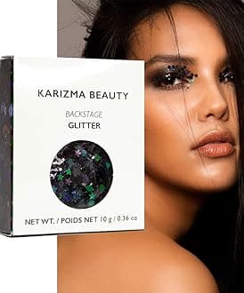 KARIZMA Backstage Black Chunky Glitter - 10g Face, Hair, Eye and Body Glitter for Women - Rave and Festival Accessories, Cosmetic Makeup