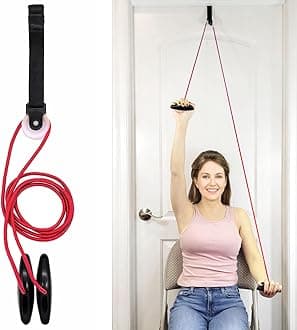 LiftAid Shoulder Pulley for Physical Therapy with Exercise Guide - Improves Shoulder Strength & Range of Motion - Reduces Pain, Helps in Muscle Recovery - Physical Therapy Equipment (Red)