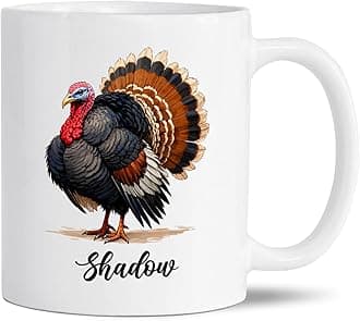 Personalized Cute Turkey Bird White Coffee Mug Gift, Turkey Mug Gifts For Women Mom Dad Thanksgiving, Custom Name Turkeys Lovers Ceramic Cup, Unique Turkeys Cups, Funny Birds Travel Mugs 11Oz 15Oz