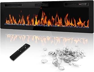 - LEMBERI 72 inch Electric Fireplace Recessed and Wall Mounted,750/1500W Fireplace Heater and Linear Fireplace with Touch Screen Control Panel, Timer,Remote Control,Adjustable Flame Color and Speed