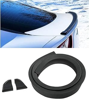 WY001 Trunk Spoiler Kit, 3D PU Rear or Sticker Strip Carbon Fiber Pattern Car Exterior Kit Punch-Free Installation (Matte Black) WY001