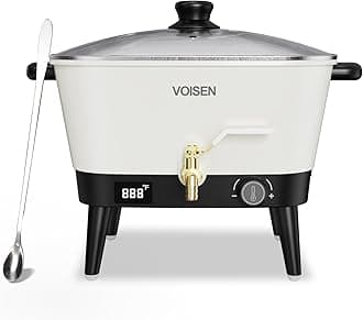 VOISEN Wax Melter for Candle Making, 8Qts Candle Wax Melting Pot with Spout for Soy Wax Soap Base, Electric Wax Melter for Candle Making with Temp Control, Easy Pour,Non-Stick(White)