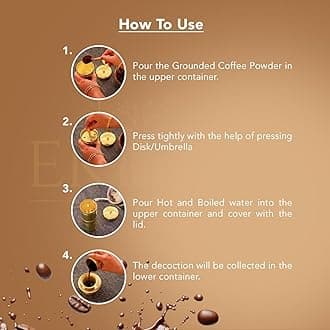 Ekhasa Suvrasa 100% Pure Brass Filter Coffee Maker for Home & Office | South Indian Coffee Maker | Drip Coffee Maker | Coffee Decoction Maker Filter Coffee Machine Brewer | Ideal for 2-3 people