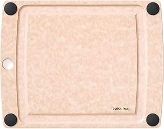 All-In-One Cutting Board with Non-Slip Feet and Juice Groove, 11.5" × 9", Natural/Black